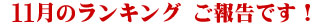 11月のランキング!